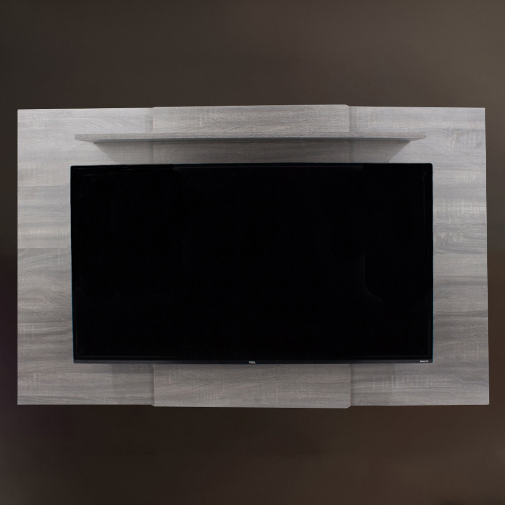 Core Products Single Shelf Grey Oak Effect Extendable Fixed TV Wall Panel Image 1