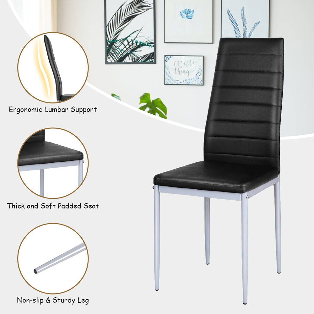 Costway Set of 4 Black High Back Dining Chairs Image 6