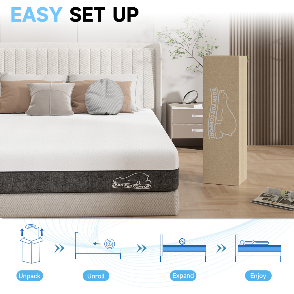Rattrix King Size Grey Gel Memory Foam Mattress 6 inch Image 9