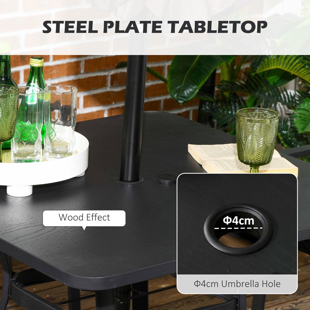 Outsunny 4 Seater Rattan Dining Set Black Image 5