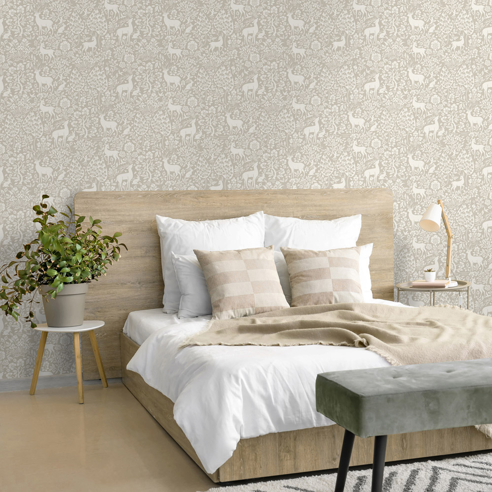 Holden Decor Deer Woods Taupe Wallpaper Image 3