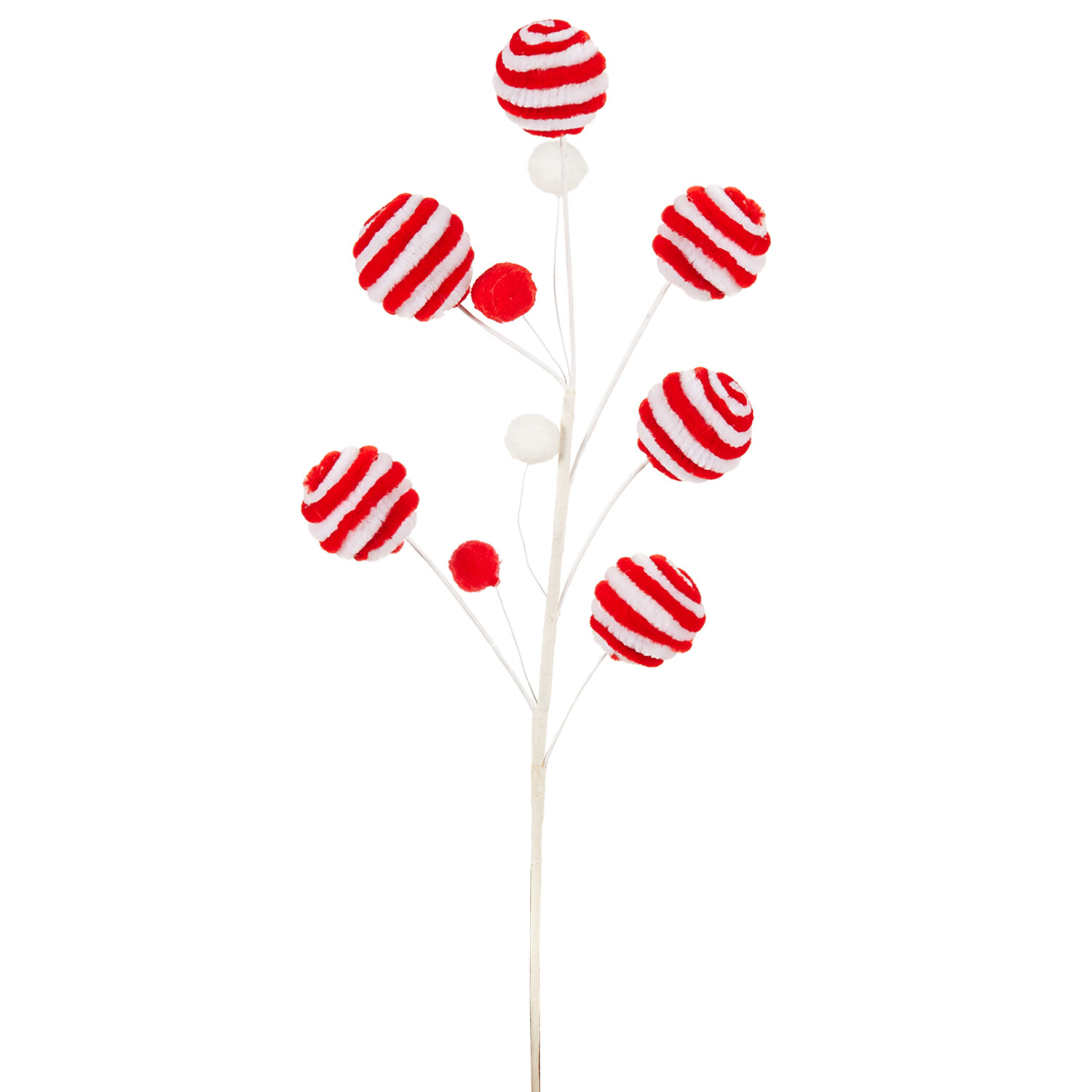 Candy Cane Pom Pom Pick - Red and White Image 2