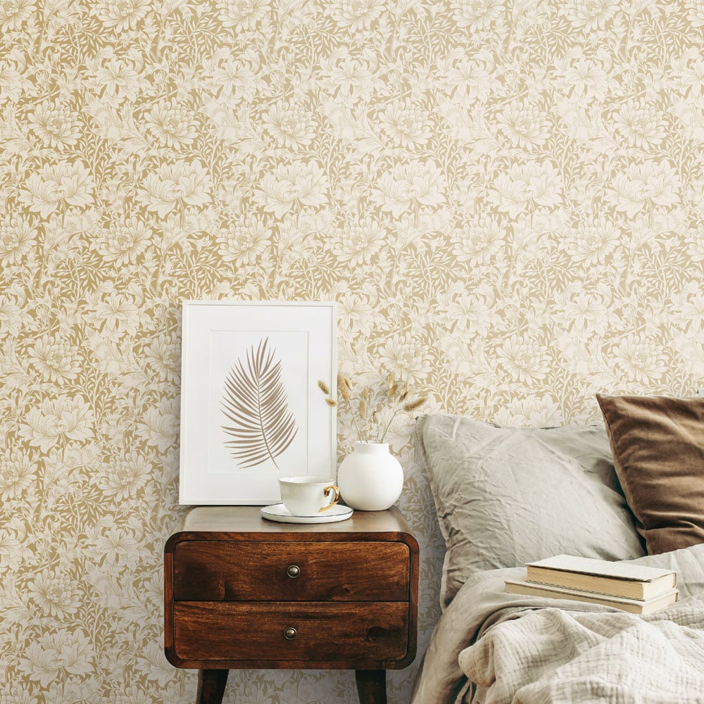 Hoopla Walls Chrysanthemum Flax Non Woven Wallpaper Image 2
