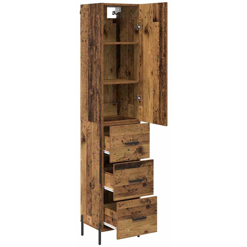 vidaXL Single Door 3 Drawer Old Wood Highboard Image 4