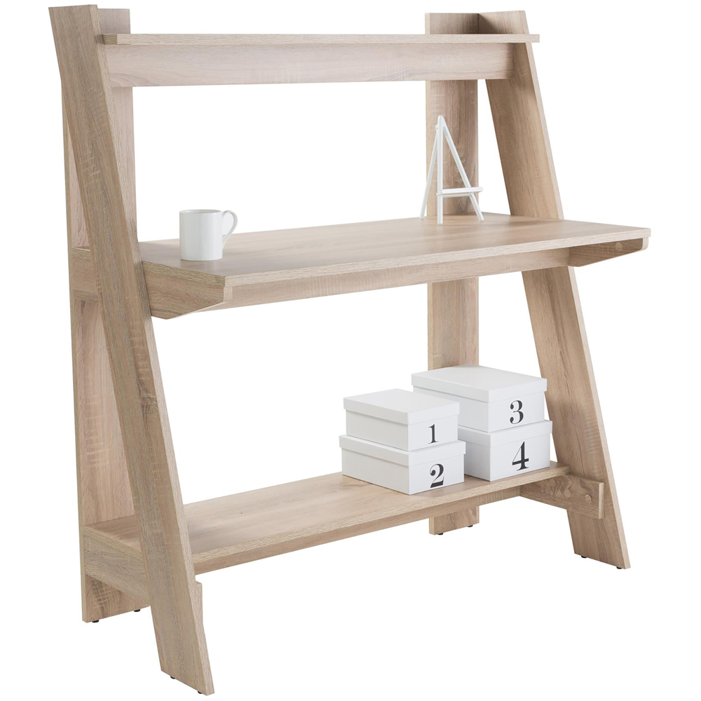 Alphason Arizona 3 Shelf Trestle Style Office Desk Light Oak Image 2