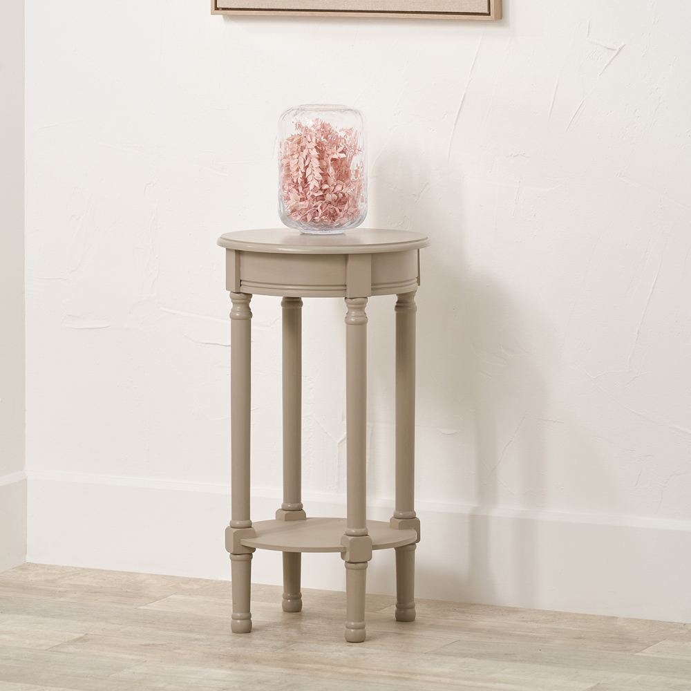 Pacific Lifestyle Heritage Single Shelf Putty Pine Wood Round Accent Table Image 5