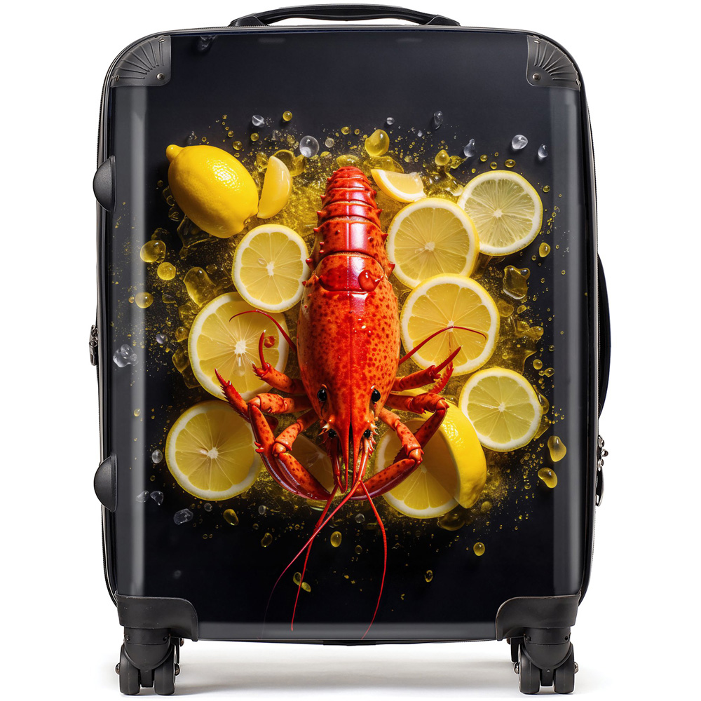 Warren Reed Designer Large Lobster on Lemons Suitcase Image 1