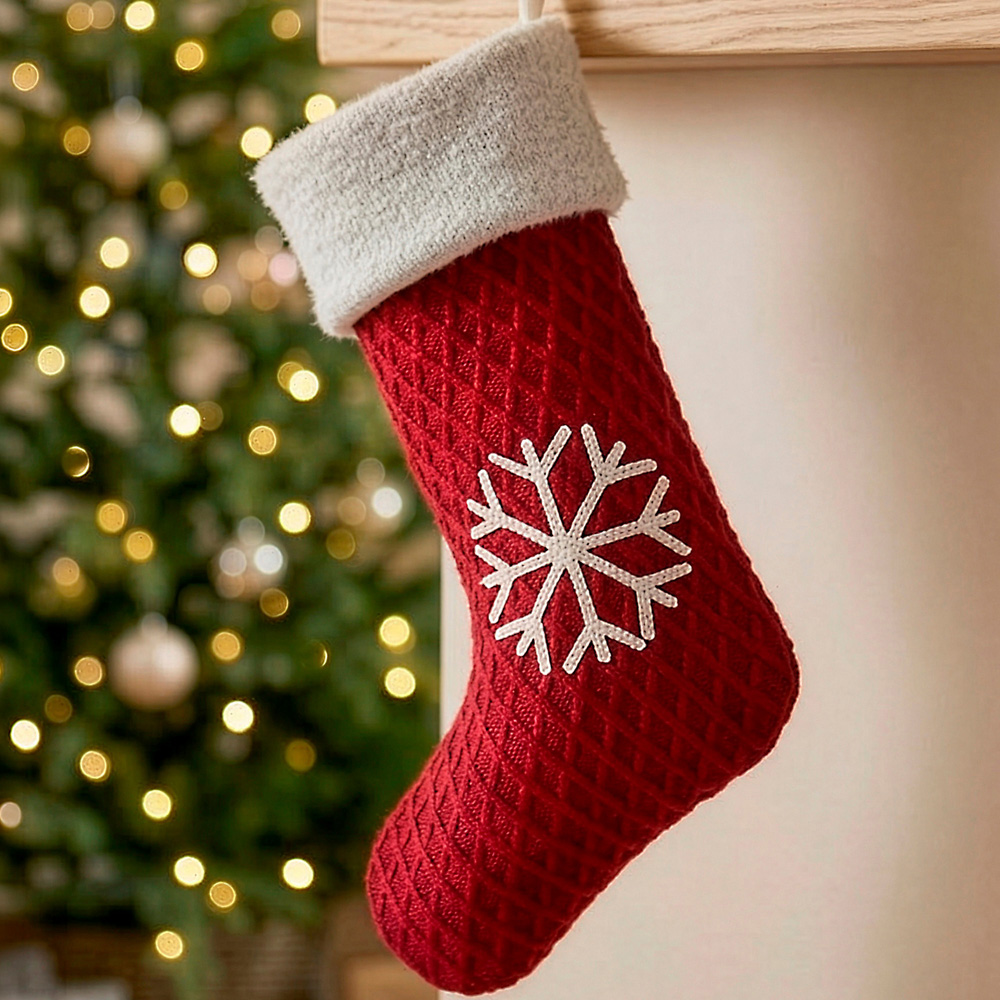 Dibor Sweater Knit Snowflake Stocking Image 2