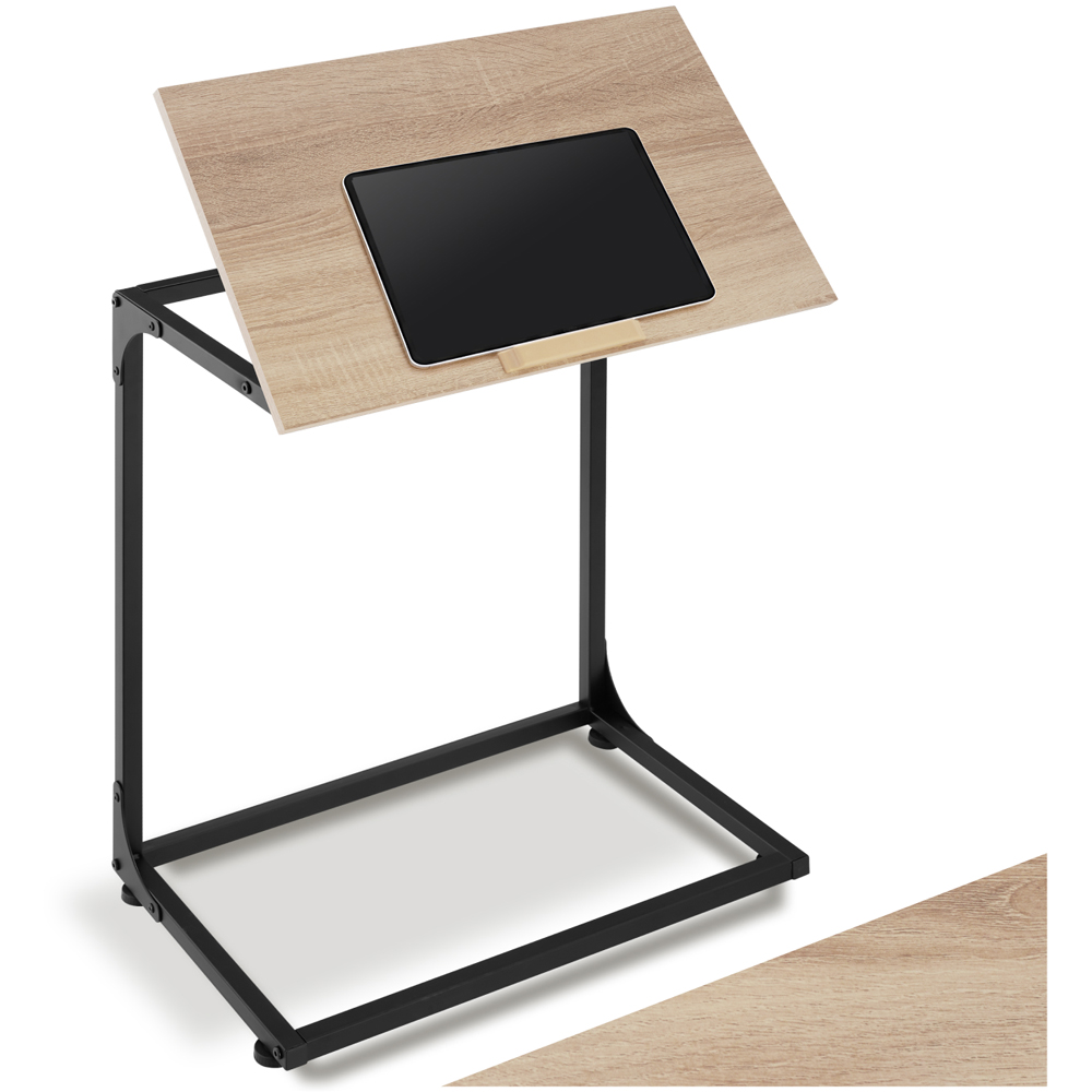 Tectake Ruston C-Shape Sonoma Oak Bedside Table with Tilting Top Image 2