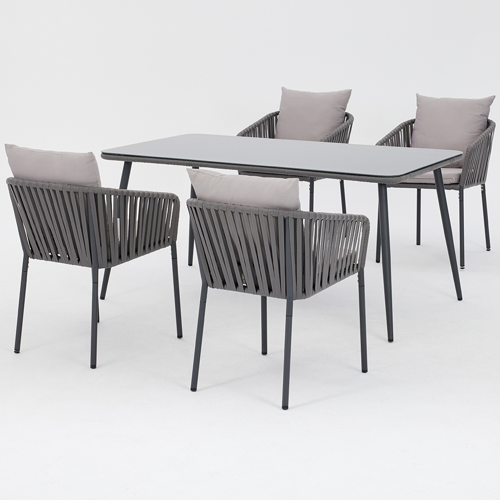 Home Detail Fiji 4 Seater Garden Dining Set Grey Image 2