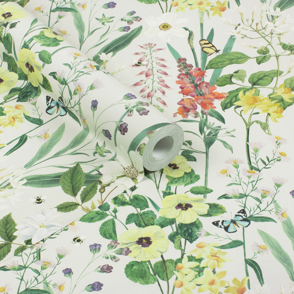 RHS Flower Medley Cream Wallpaper Image 2