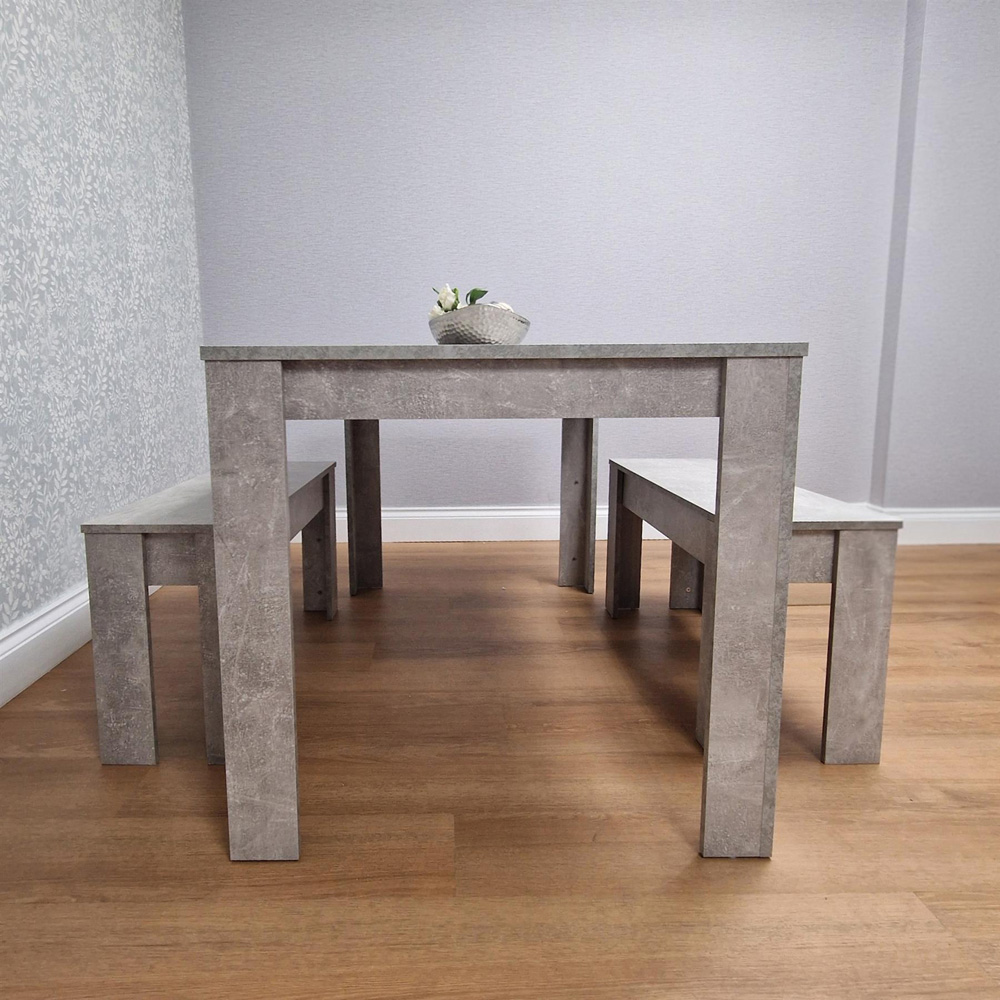 Portland 4 Seater Bench Dining Set Stone Grey and Grey Image 7