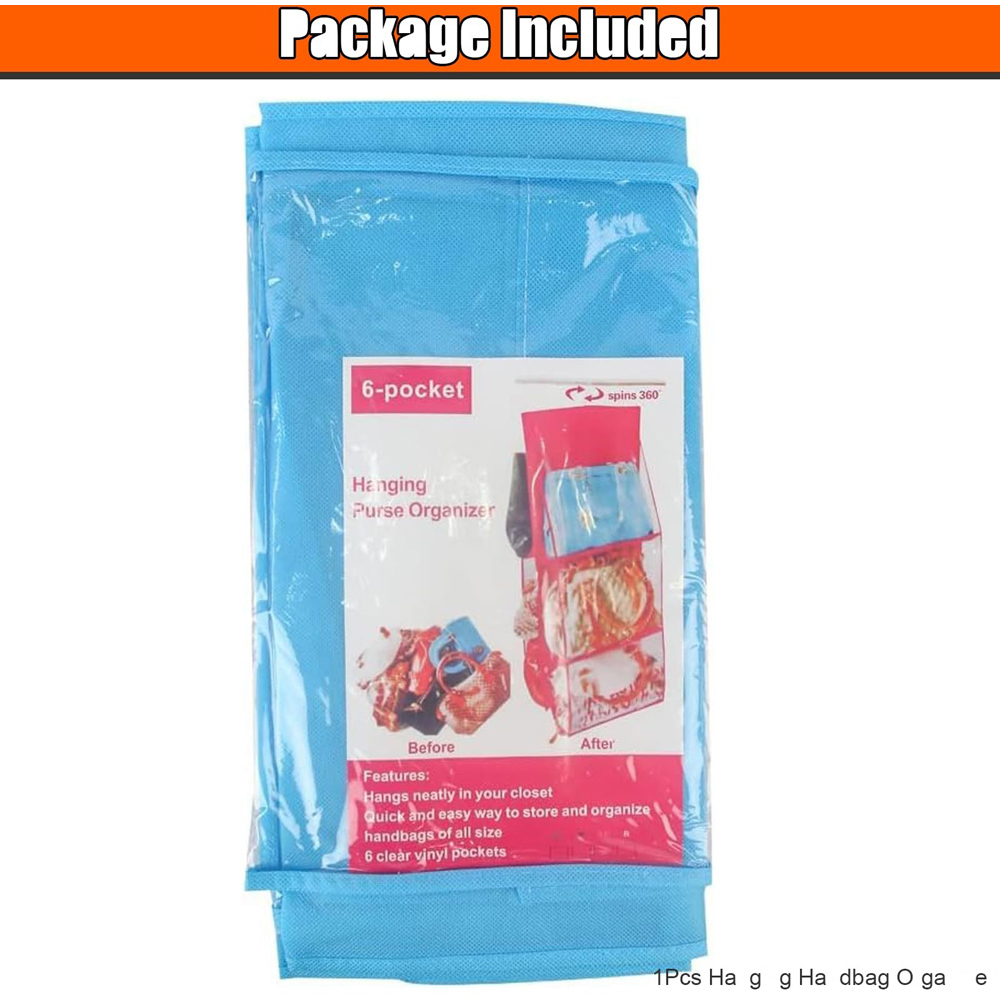 ATEK 6 Pocket Blue Hanging Handbag Organiser Image 5