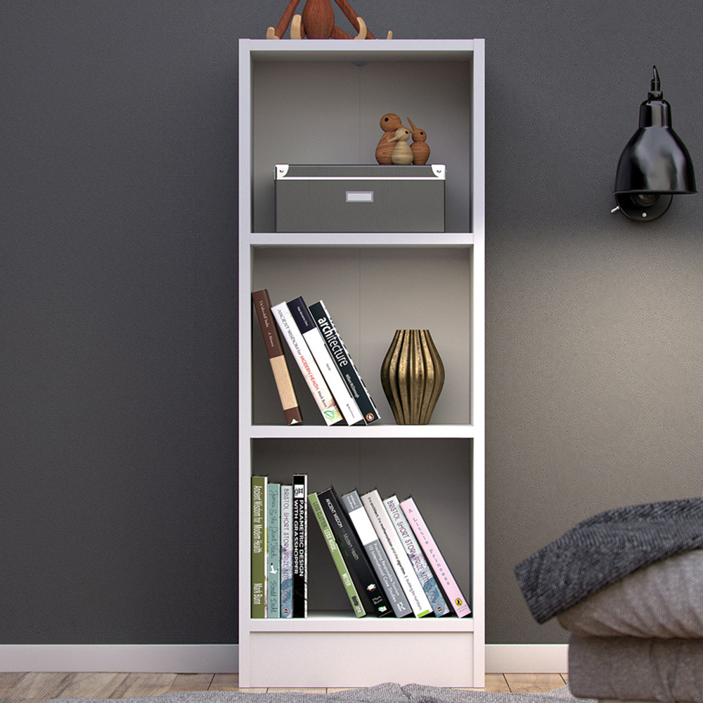 Florence Basic 2 Shelf White Narrow Low Bookcase Image 1
