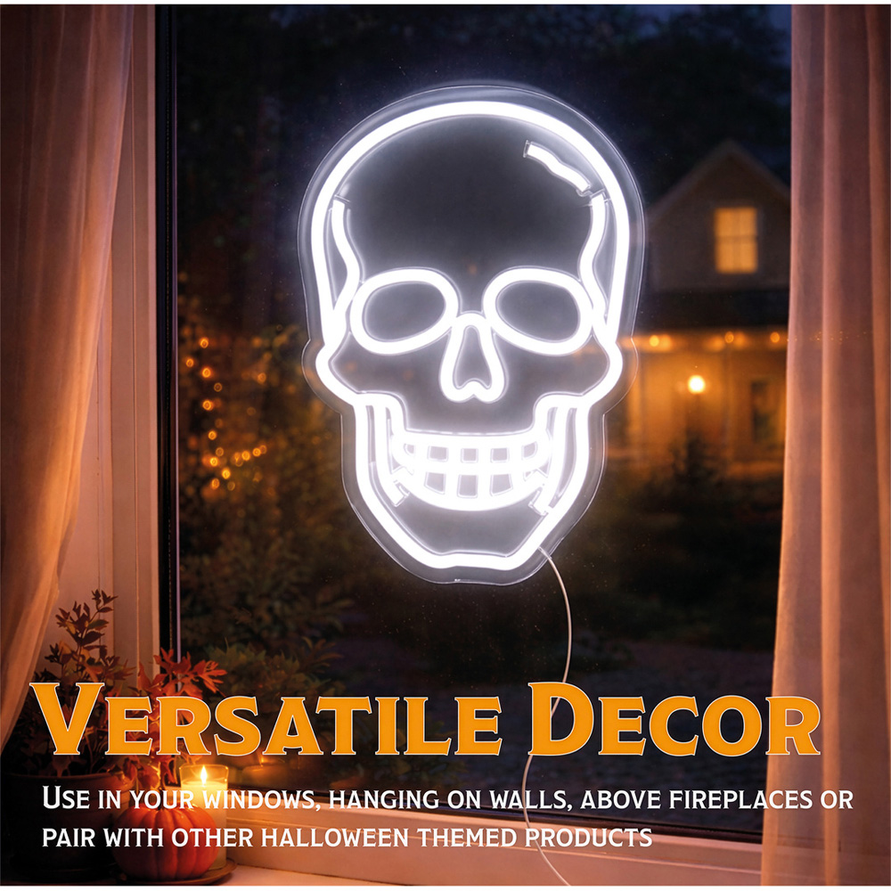FXLab Skull Silhouette Neon Light Halloween Decoration 33.1 x 1.5 x 22.6cm Image 7