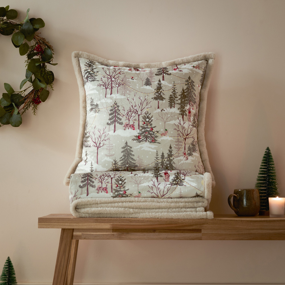 Furn Forest Festivities Natural Velvet Reversible Cushion 50 x 50cm Image 6