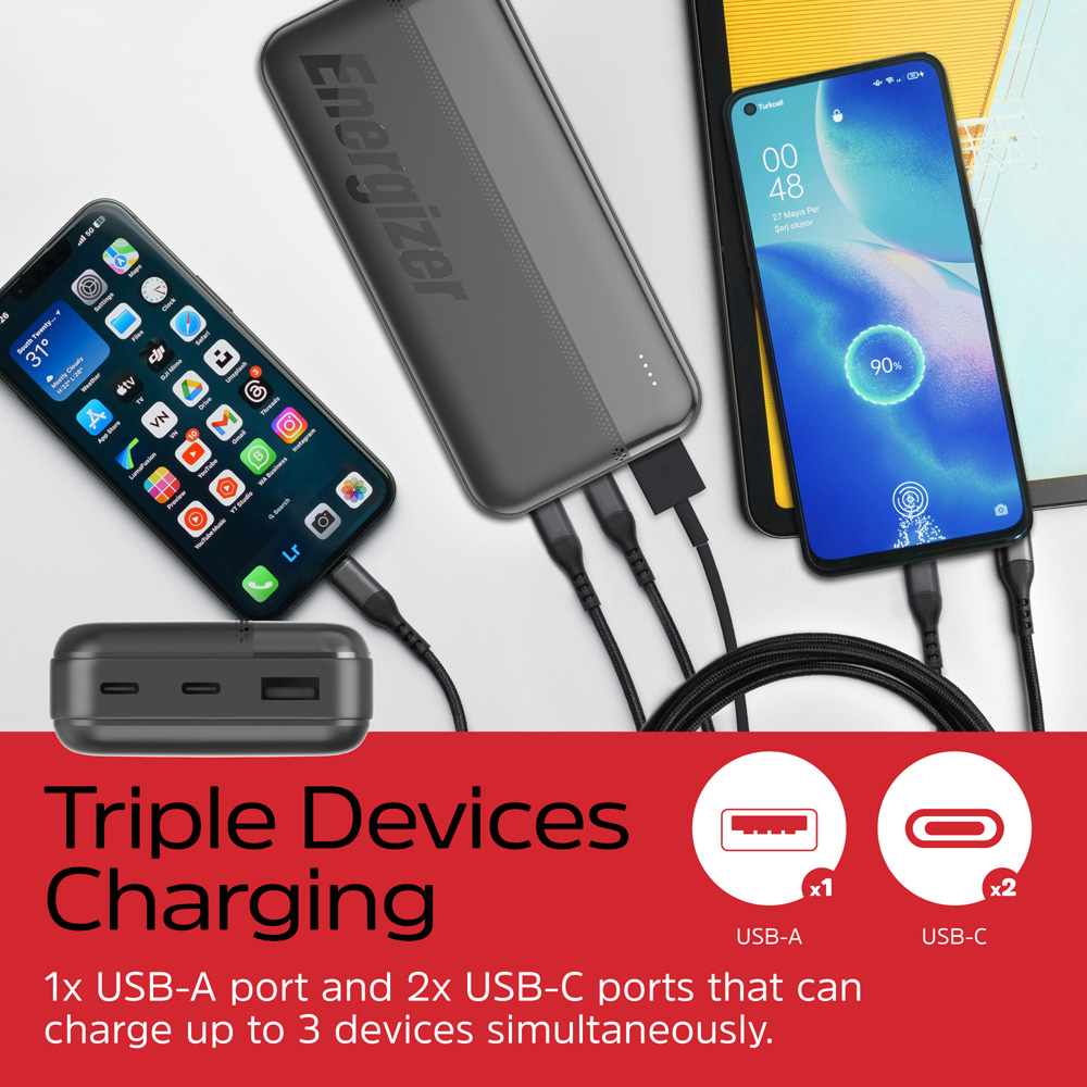 Energizer Black USB-C Power Bank 20000mAh Image 5