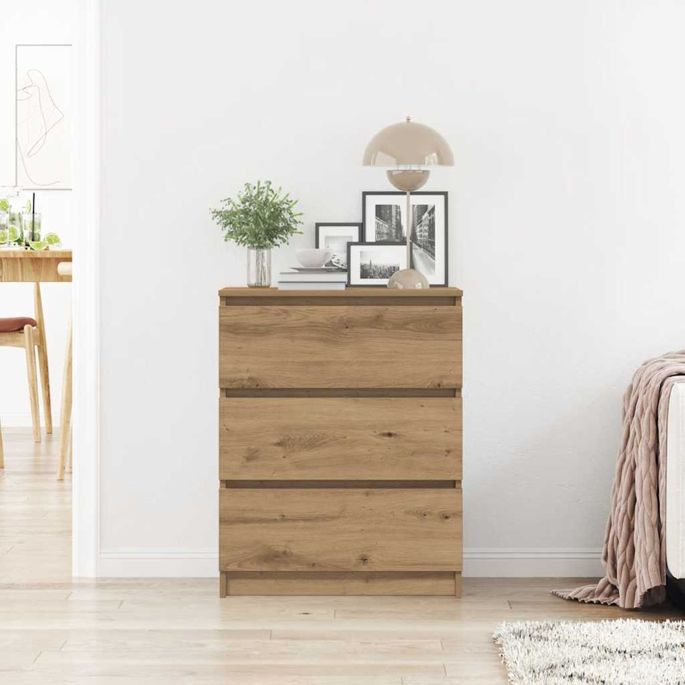vidaXL 3 Drawer Artisan Oak Sideboard Image 3