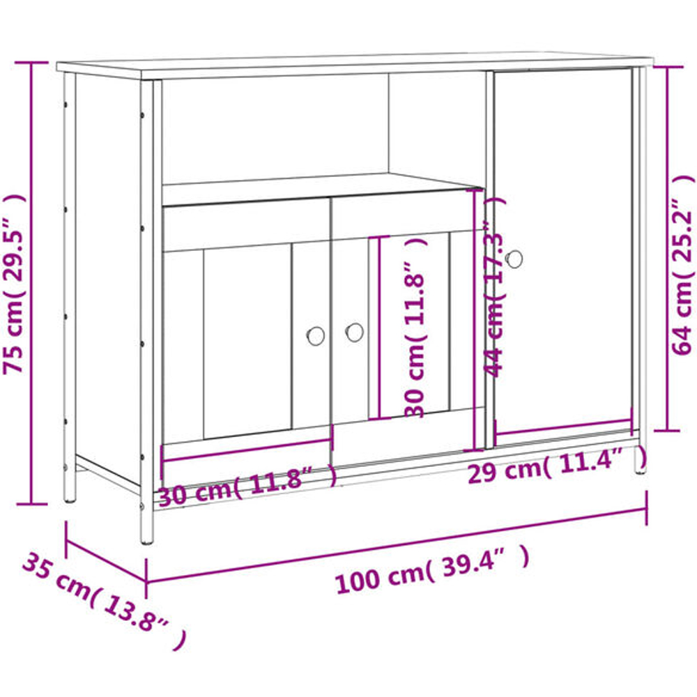 vidaXL 3 Door Single Shelf Sonoma Oak Sideboard Image 6