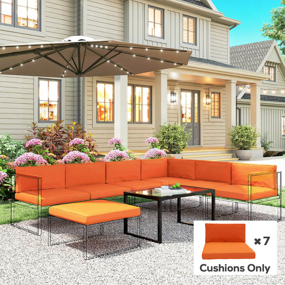 Outsunny 14 Piece Orange Garden Furniture Replacement Cushion Set Image 2