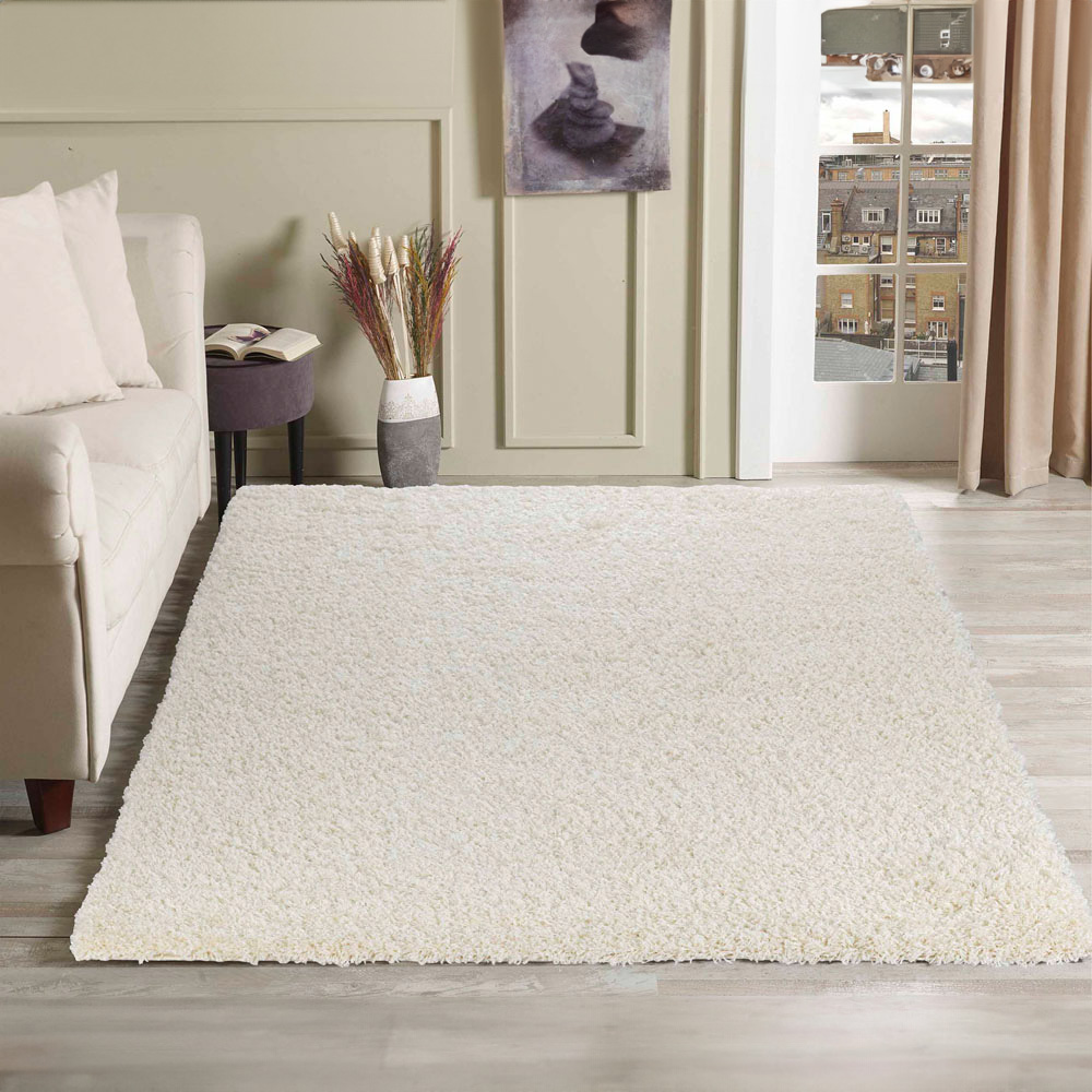 Desire Rugs Oxford Ivory Plain Shaggy Rug 200 x 290cm Image 2