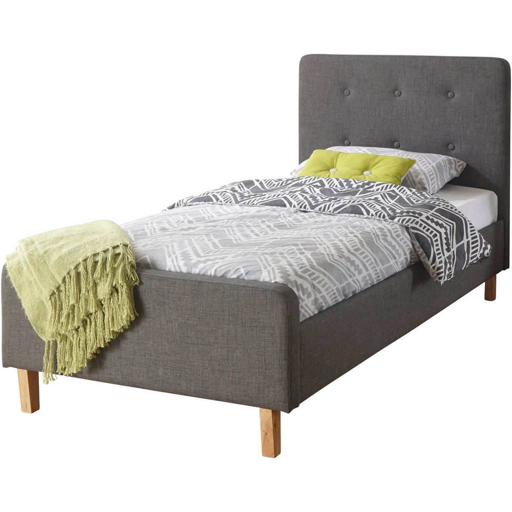 GFW Ashbourne Single Grey Fabric Bed Frame Image 2