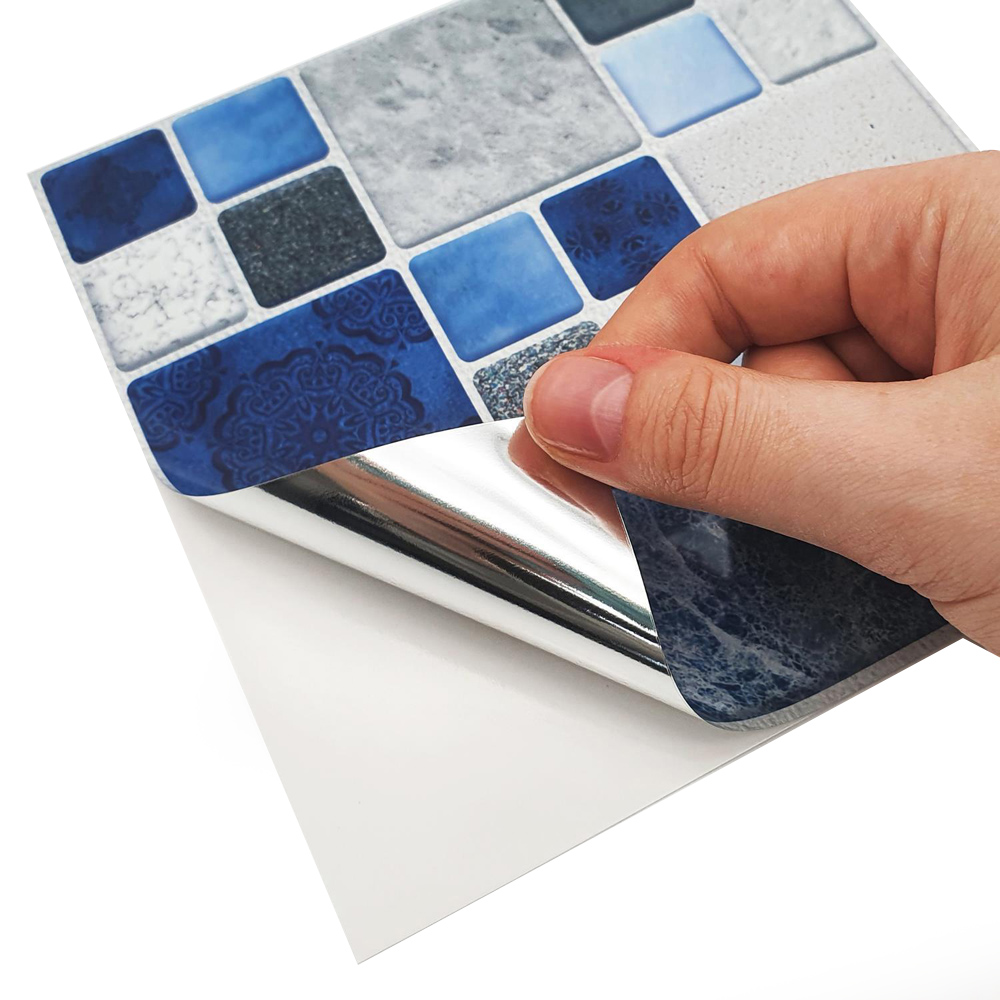 Walplus Stone Selection Blue And Grey Mosaic Self Adhesive Tile Sticker 24 Pack Image 4