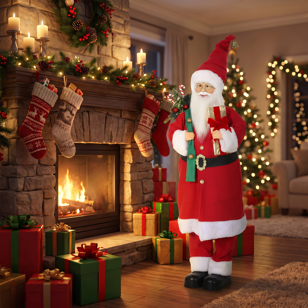 HOMCOM Singing and Dancing Santa Claus with Gift and Sack Christmas Decoration 4ft Image 5