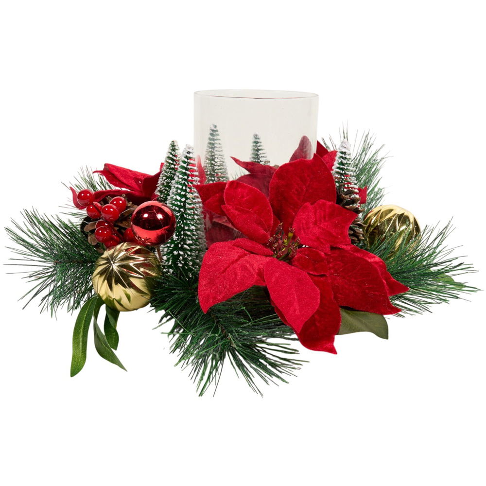 Christmas Poinsettia Candle Holder Image 1