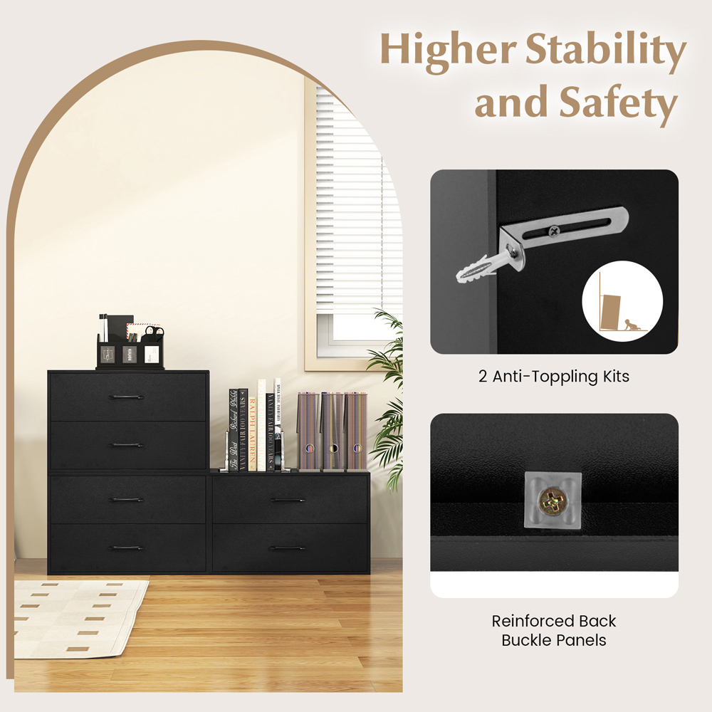 Costway 4 Drawer Black Stackable Dresser Image 8