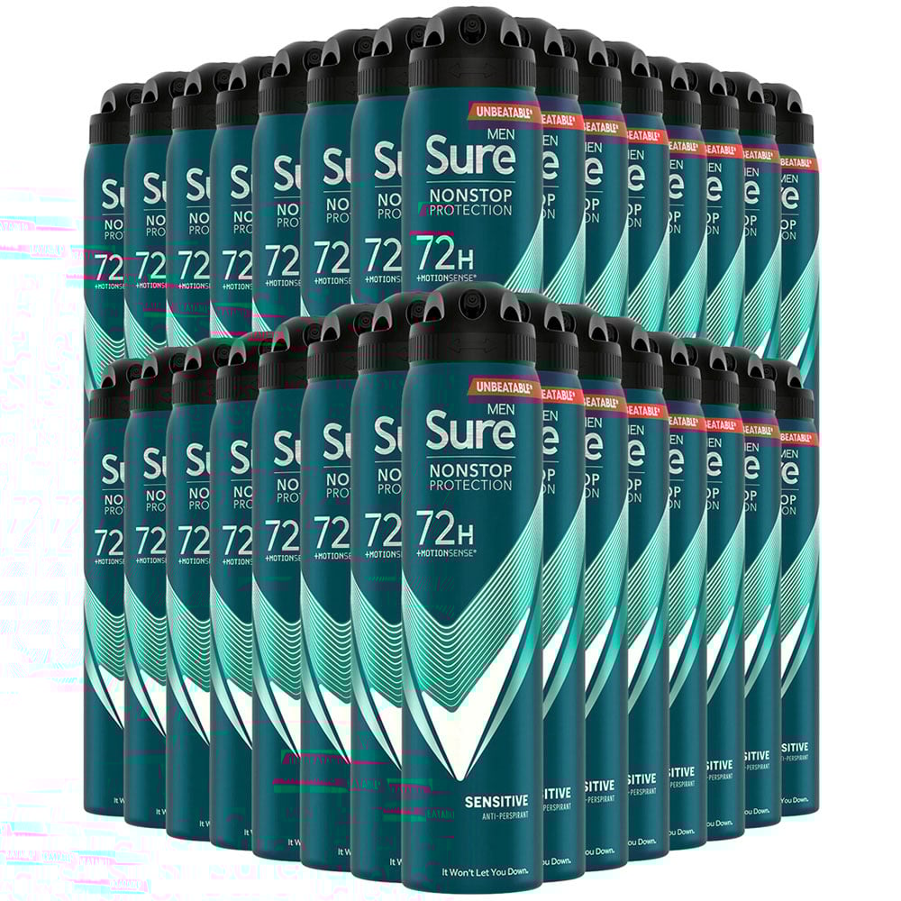 Sure Men Sensitive 72H Nonstop Protection Anti-Perspirant Deodorant 250ml 30 Pack Image 1
