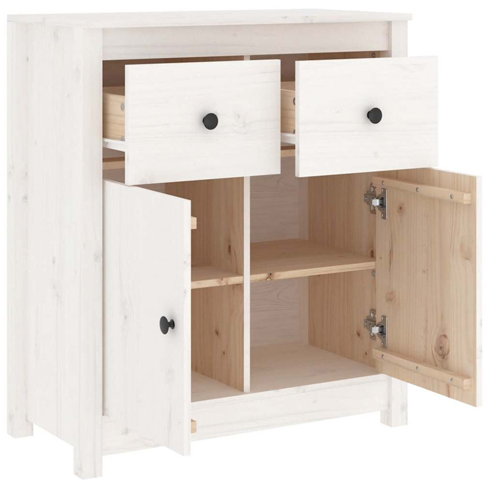 vidaXL 2 Door 2 Drawer White Solid Pine Wood Sideboard Image 5