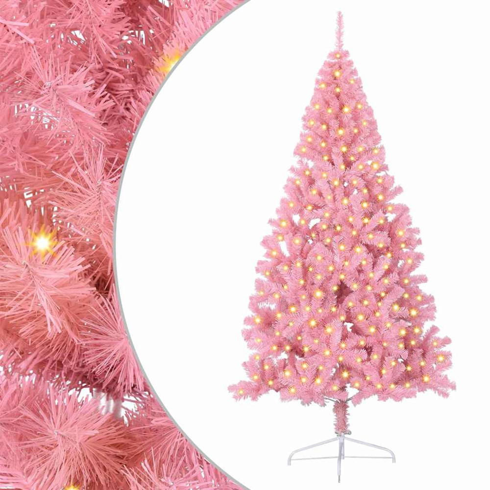 vidaXL Pre-Lit Pink Artificial Christmas Tree 8ft Image 2