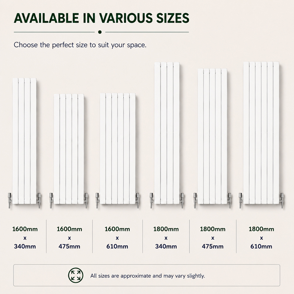 Go Bathrooms Pinta White Single Panel Vertical Radiator 1800 x 610mm Image 5