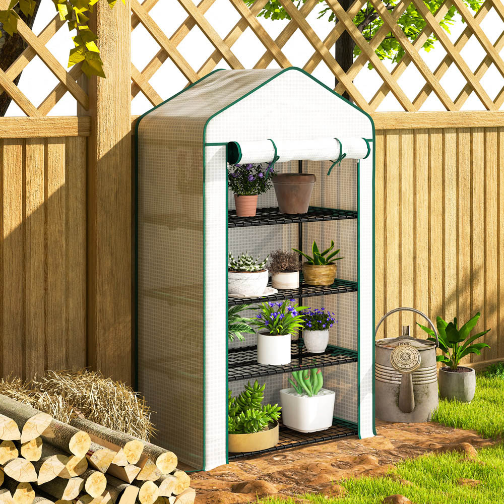 Outsunny 4 Shelf White 5.2 x 2.9ft Portable Mini Greenhouse Image 4