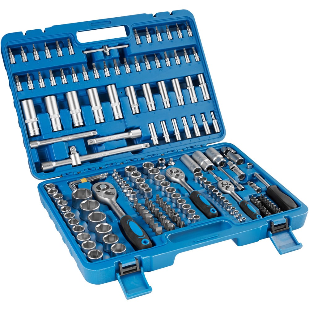 tectake 171 Piece 1/4 3/8 and 1/2 inch Ratchet with Socket Set Image 1
