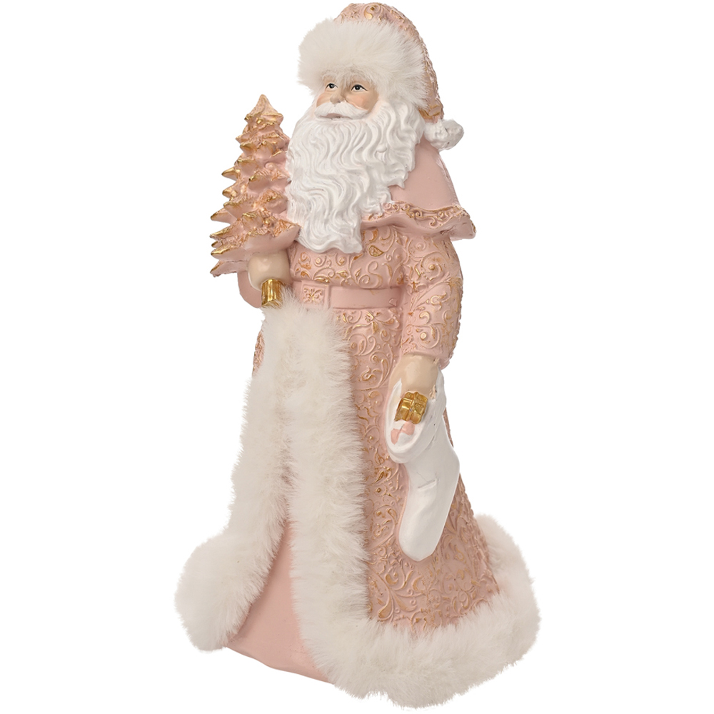 The Seasonal Gift Co. Pink and Gold Santa Figurine Image 4