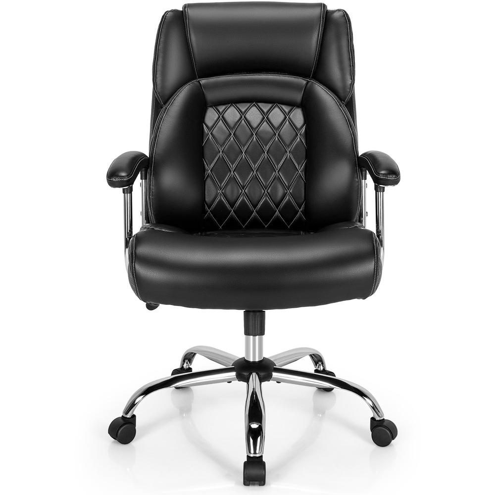 Costway Black Leather Rocking Office Chair Image 3