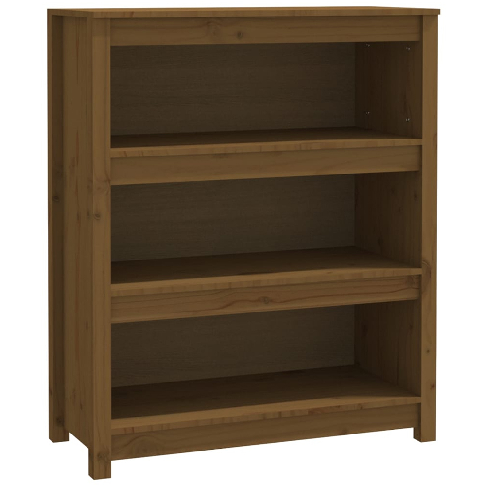 vidaXL 3 Shelf Honey Brown Solid Pine Wood Bookcase Image 2