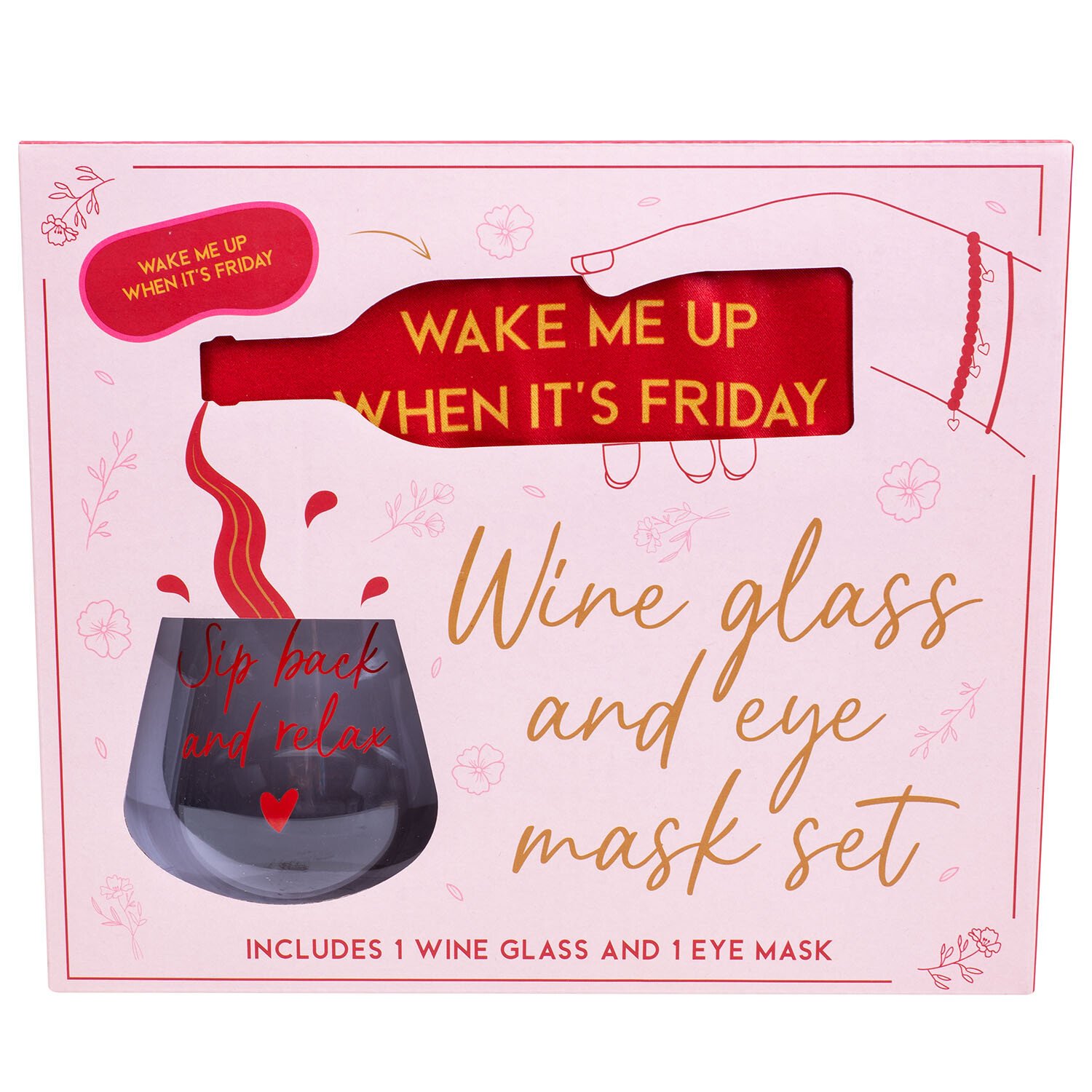 Wine Glass and Eyemask Set - Multicolour Image 1