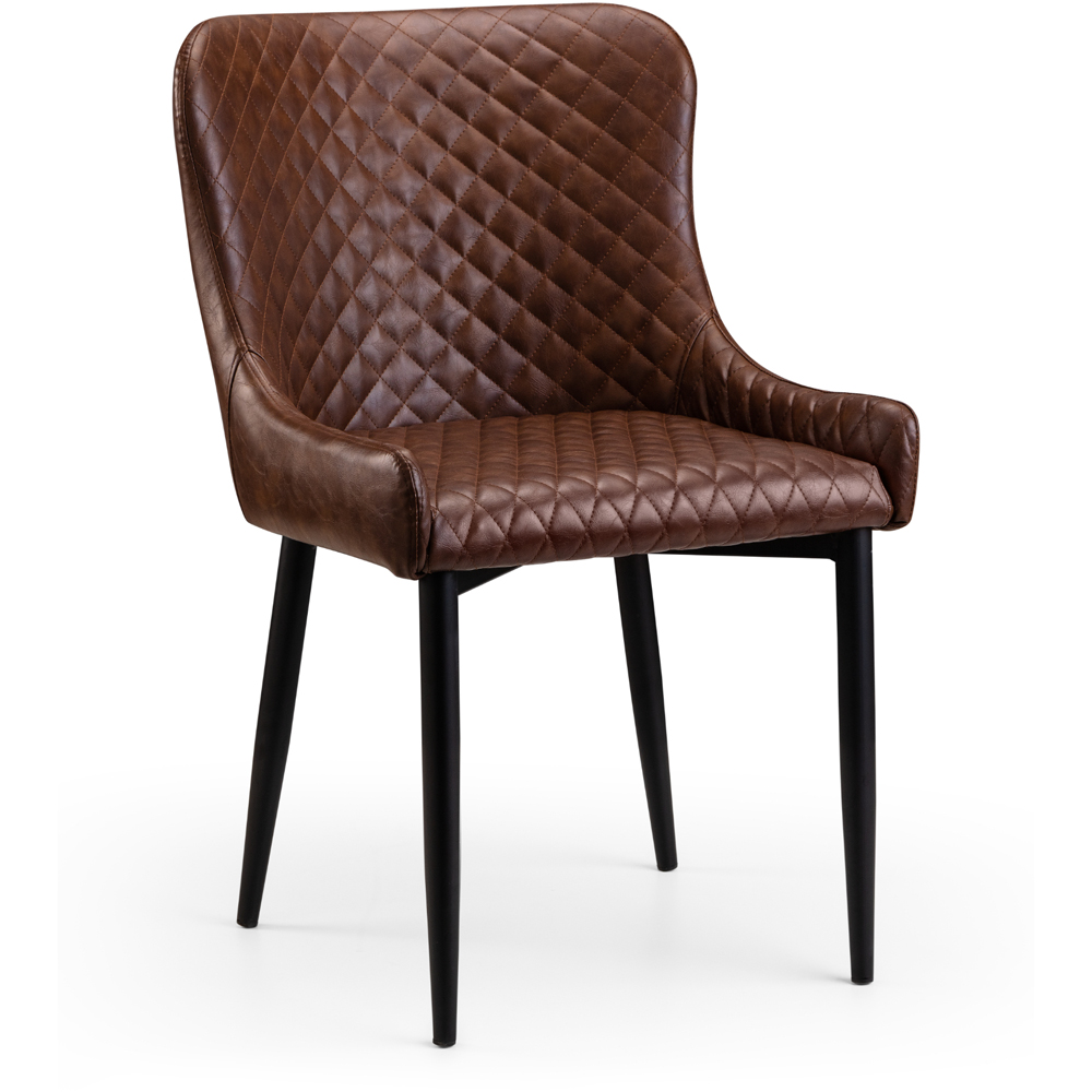 Julian Bowen Luxe Set of 2 Brown Faux Leather Dining Chair Image 3