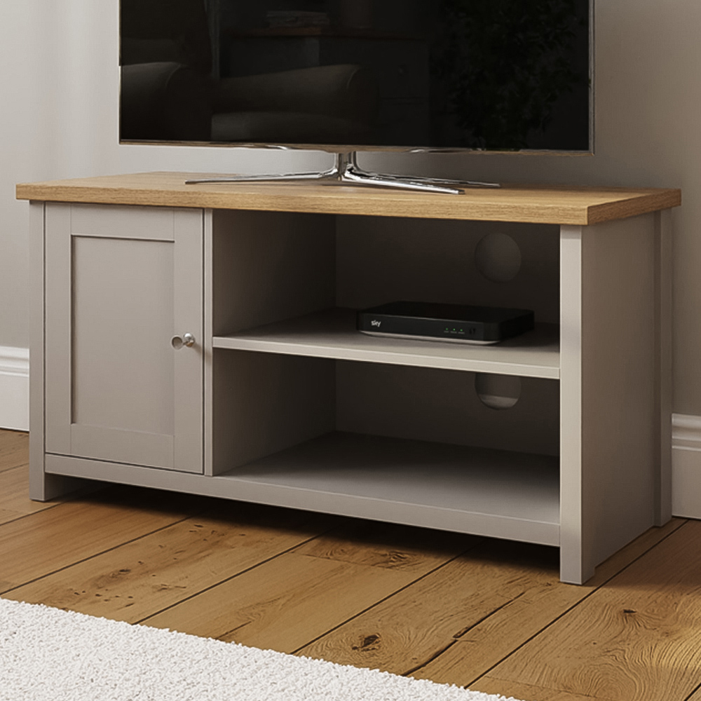 GFW Lancaster Single Door 2 Shelf Grey Small TV Cabinet Image 1