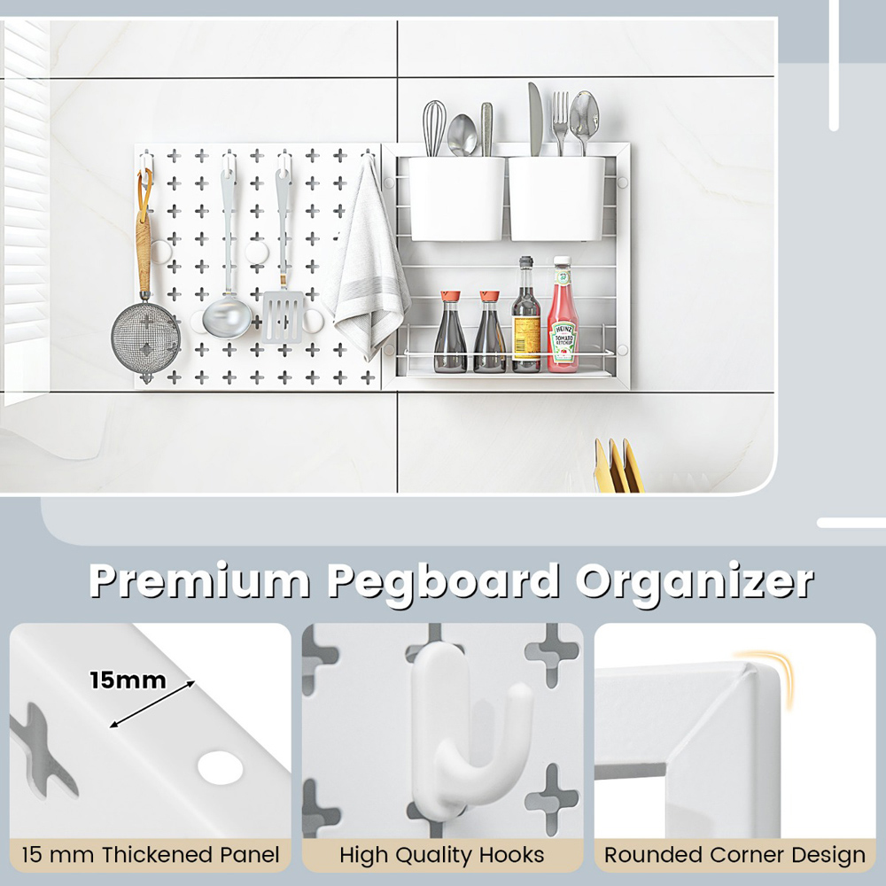 Costway 2 Pegboard Panels and Storage Rack Combination Wall Kit Image 5