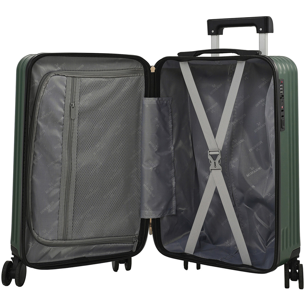 H&O Direct Green ABS Hard Shell Suitcase with Cup Holder USB Port and Stickers 20 inch Image 3
