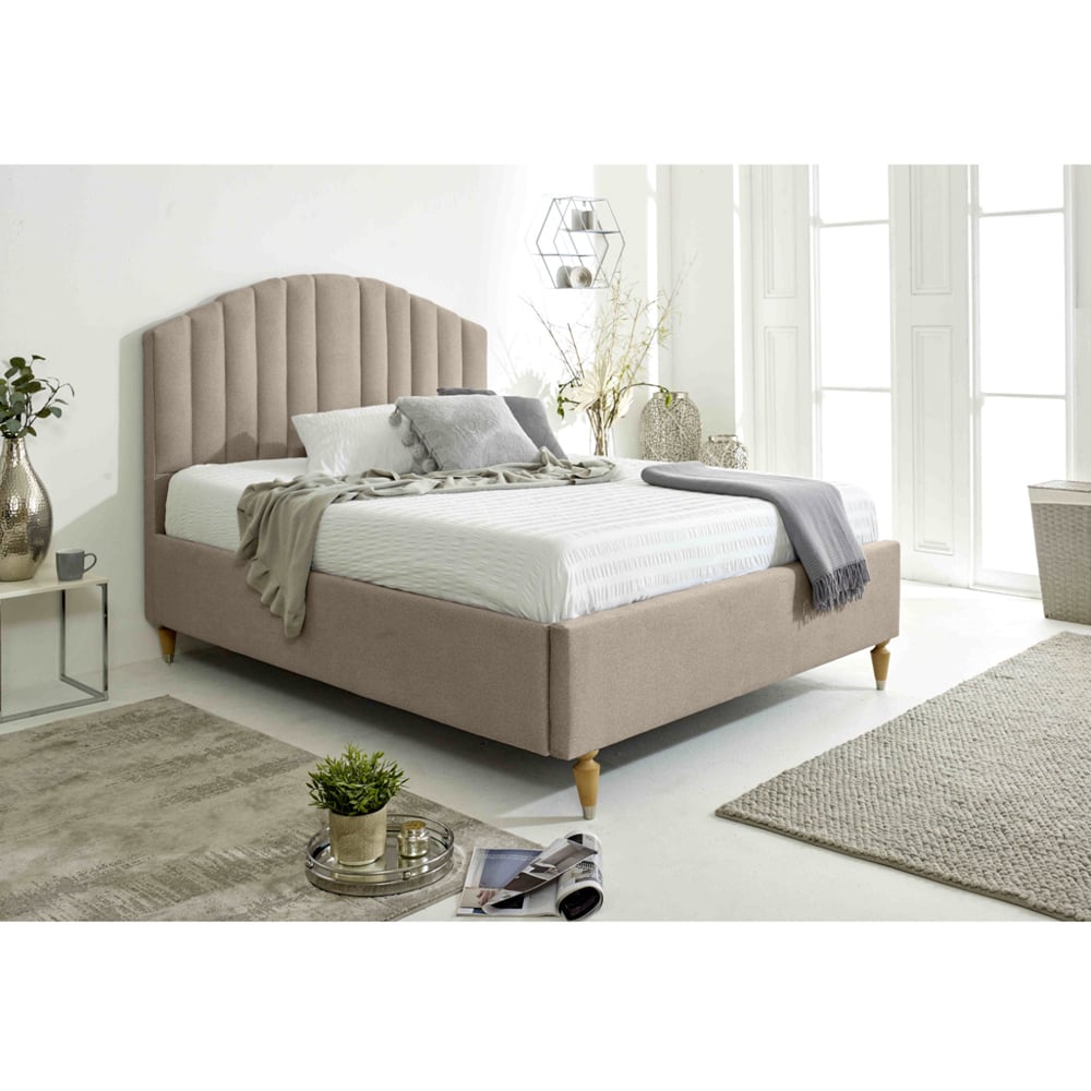Eleganza Henrik Single Mink Arlington Fabric Bed Frame with Curved Headboard Image 8