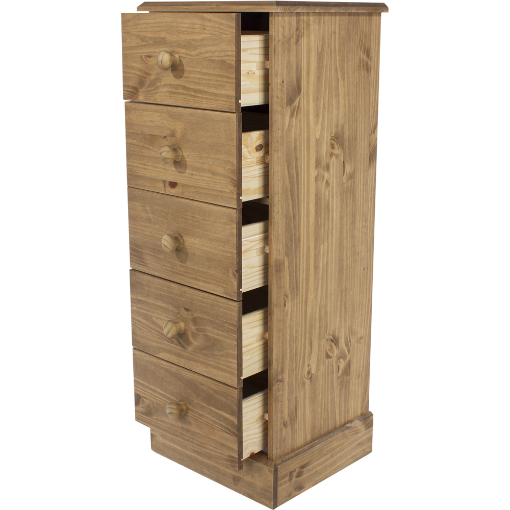 Core Products Cotswold 5 Drawer Pine Narrow Chest of Drawers Image 5
