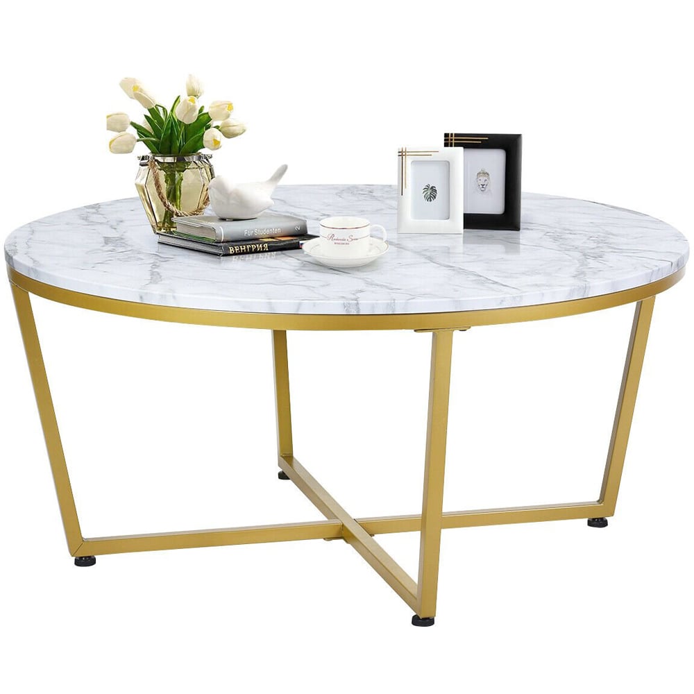 Costway Faux Marble Round Coffee Table Wilko