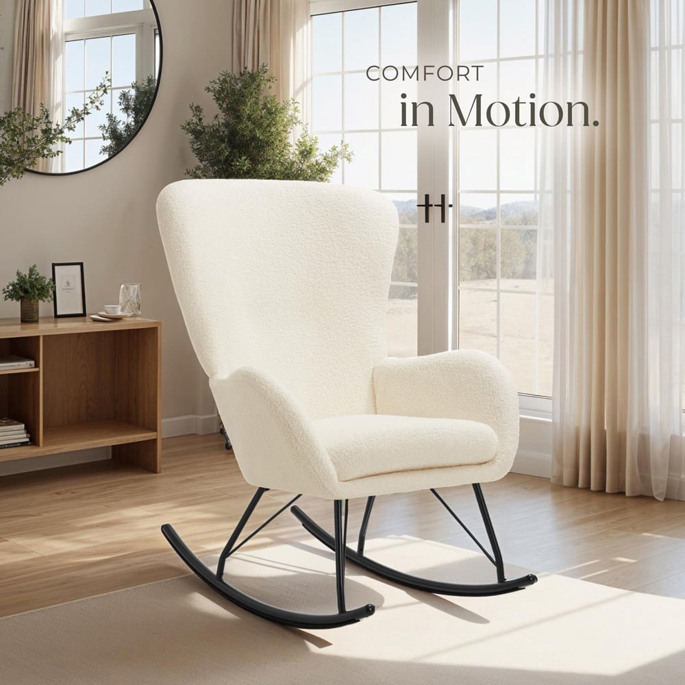 tectake Cream and Black Swing Rocking Chair Image 8