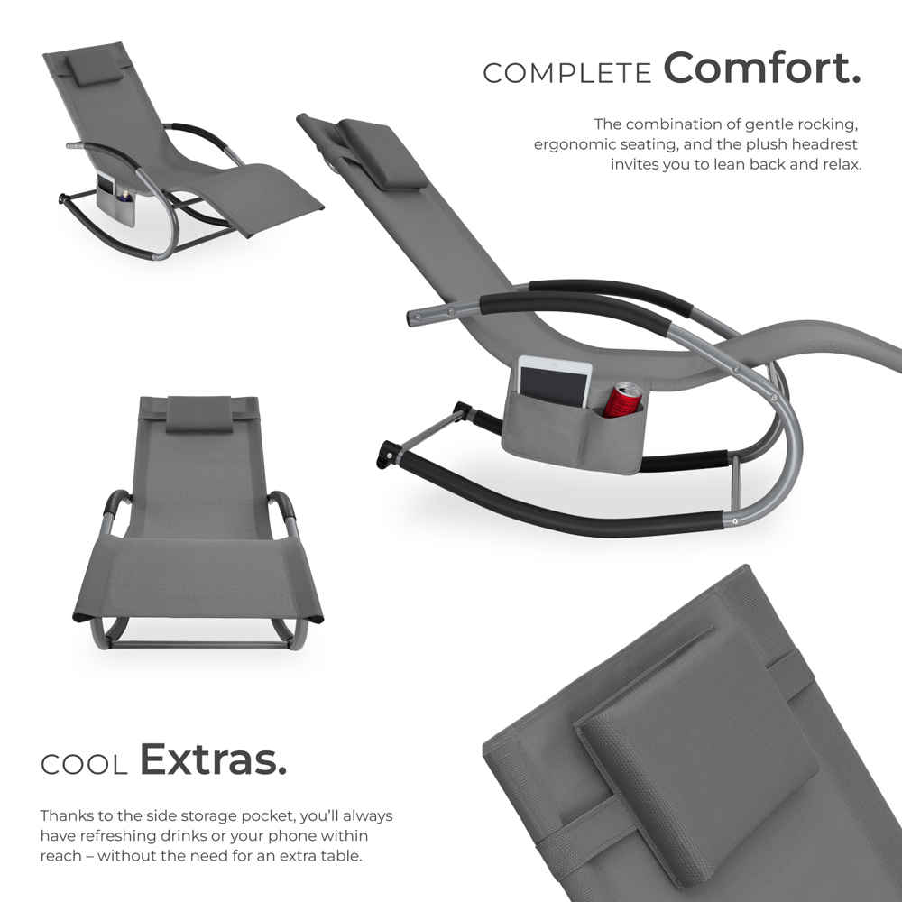 tectake Taya Set of 2 Grey Rocking Sun Lounger Image 3