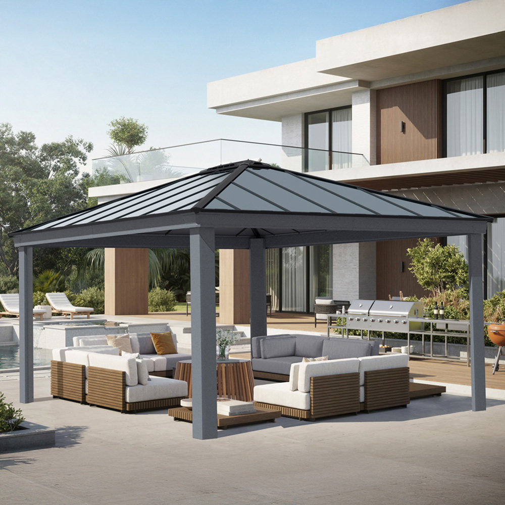 Palram Canopia Dallas 4.2 x 4.8m Grey Gazebo Image 1